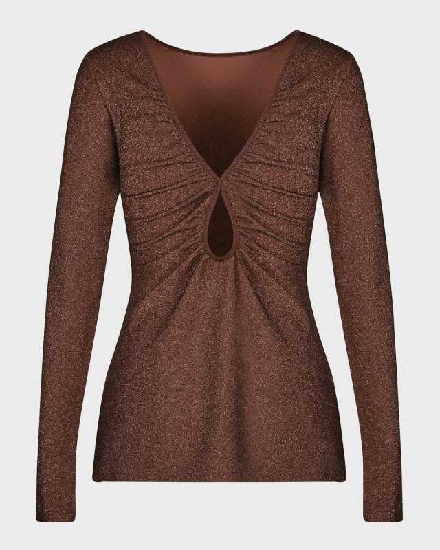 Party Filigree Metallic Long-Sleeve Reversible Top