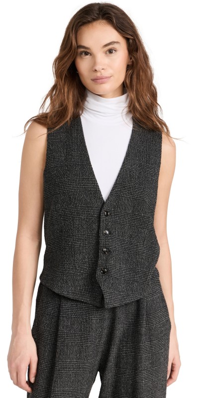 Leset Austyn Alpaca Vest Asphalt Plaid