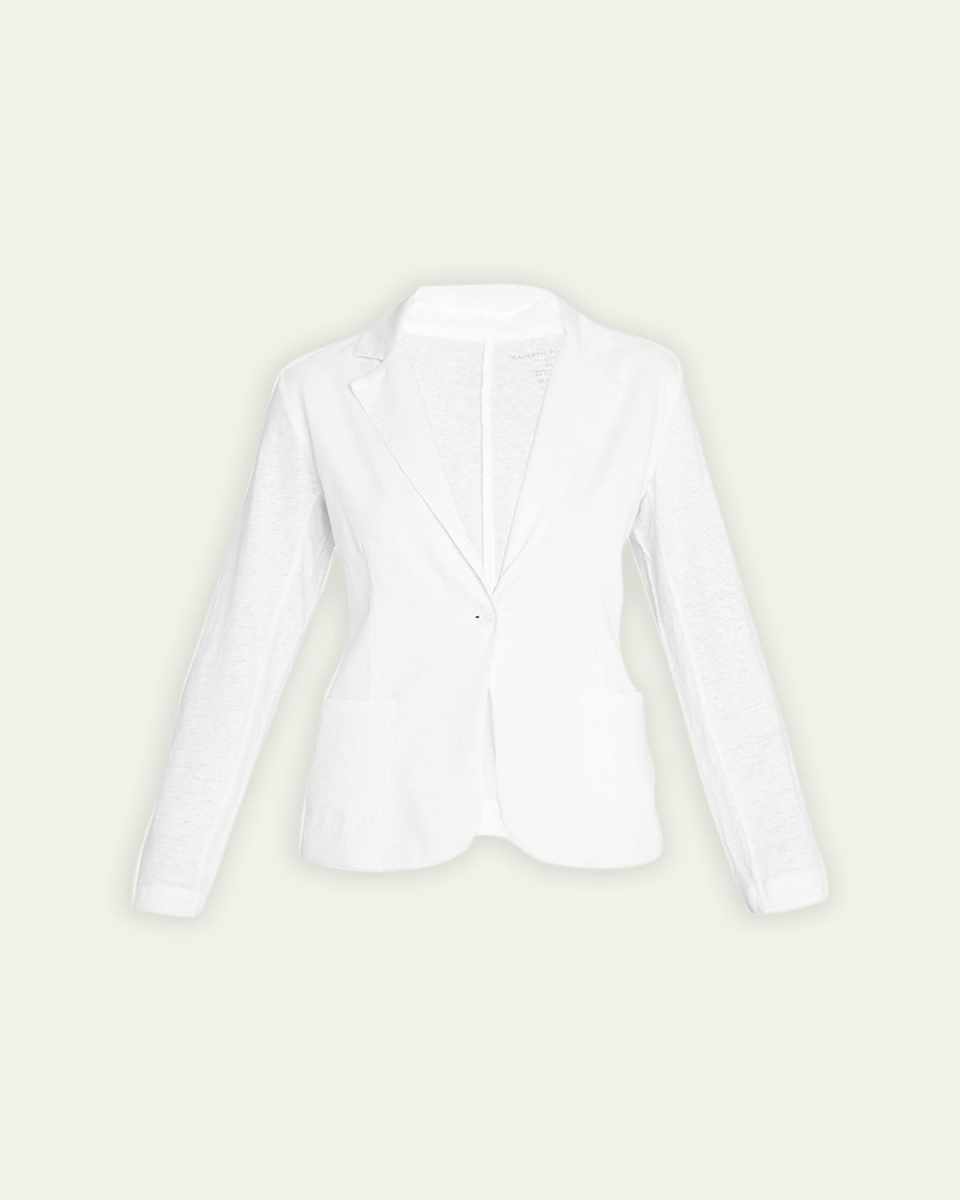 Stretch Linen One-Button Blazer