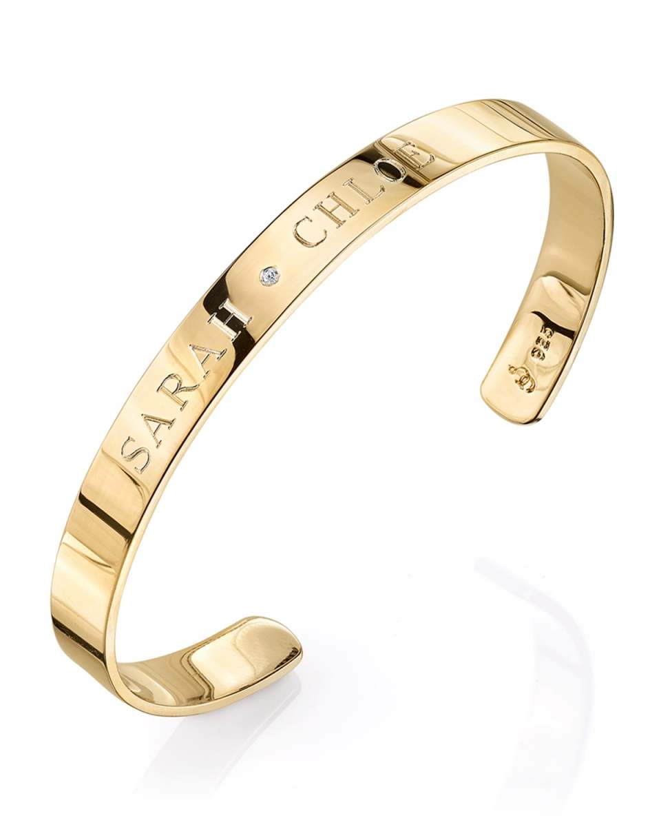 Ciela 14K Gold Center Diamond Bangle with Engraving