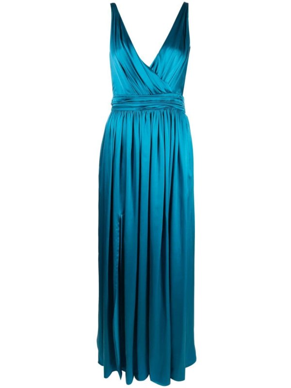 sleeveless silk long dress