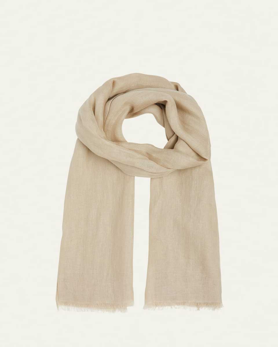 Jacquard Blue Linen & Silk Stole