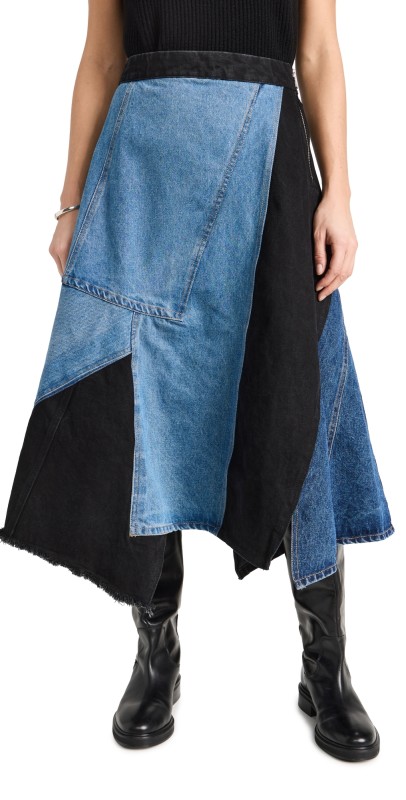 Sea Elena Denim Baggy Skirt Multi