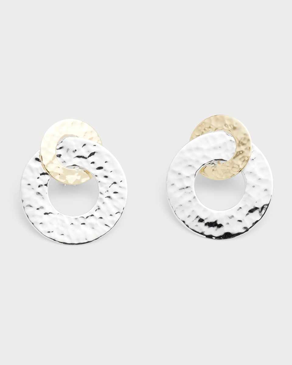 Hammered Interlocking Open Disc Earrings in Chimera