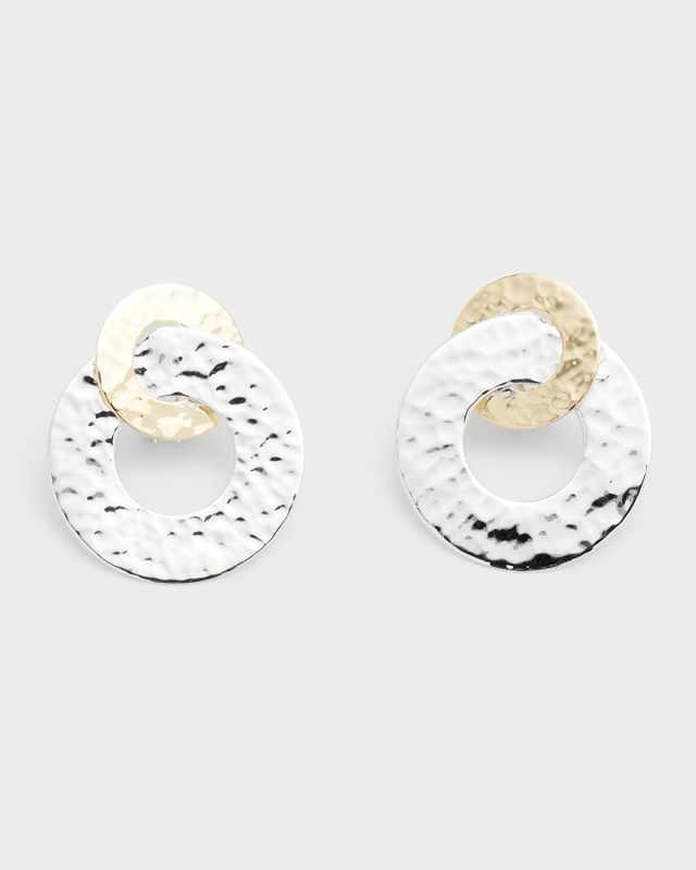 Hammered Interlocking Open Disc Earrings in Chimera