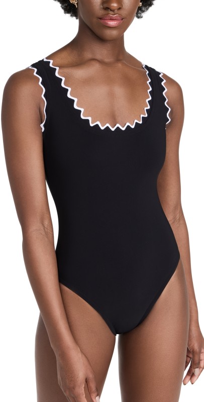 Karla Colletto Amaya Round Neck One Piece Black / White