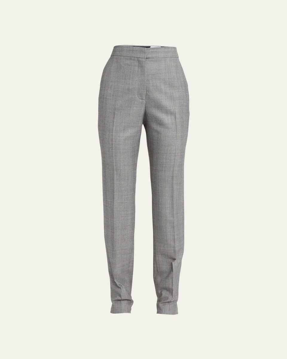 Prince of Wales Tapered Leg Wool Trousers
