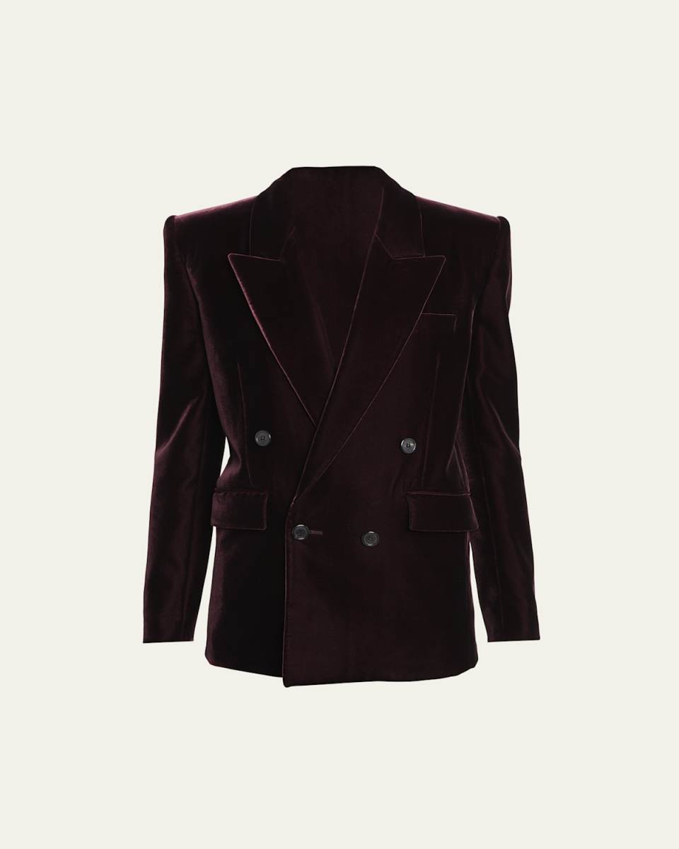 Velvet Double-Breast Blazer