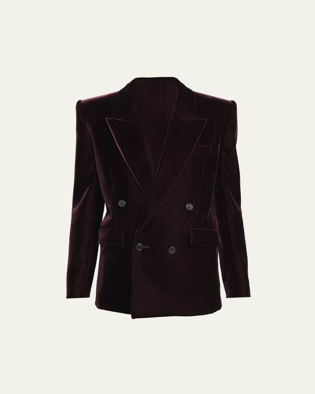 Velvet Double-Breast Blazer