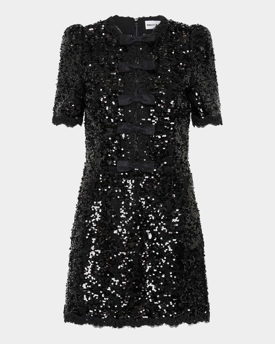 Diana Bow-Embellished Sequin Mini Dress