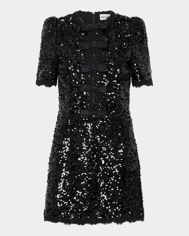 Diana Bow-Embellished Sequin Mini Dress
