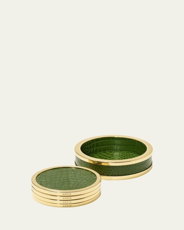 Classic Croc Leather Coasters, Set of 4