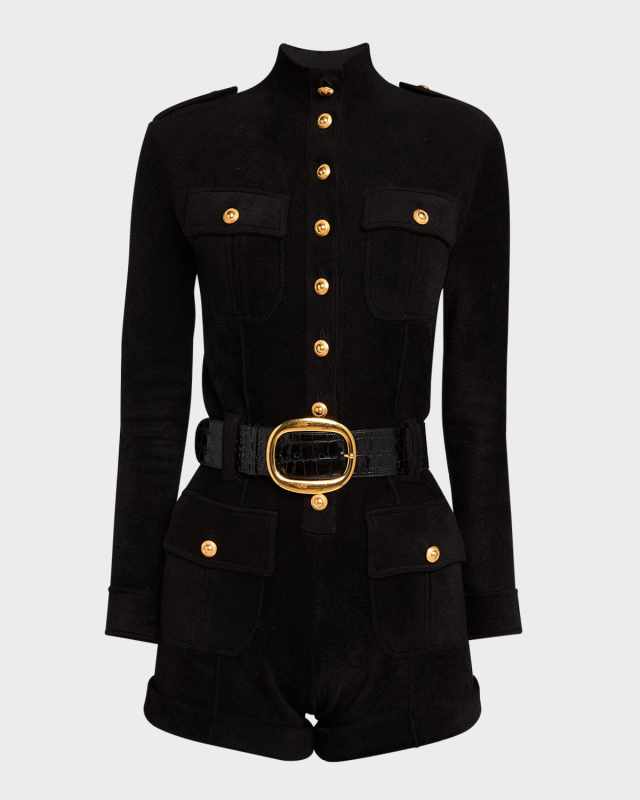 Turtleneck Velvet Long-Sleeve Romp