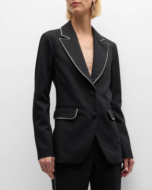 Single-Breasted Embellished Cady Blazer