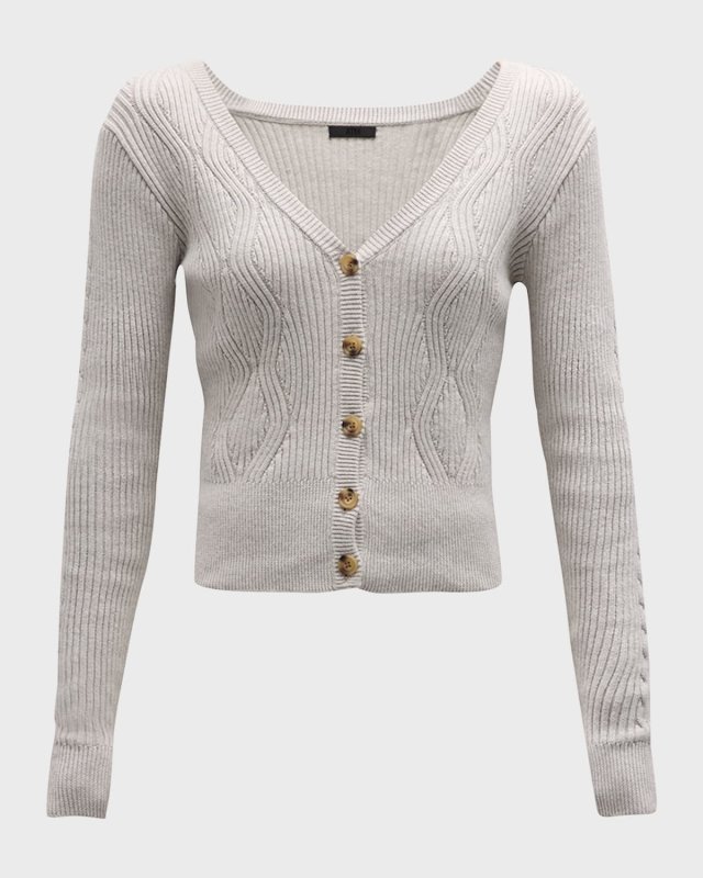 Cotton Cashmere Mixed-Stitch Cardigan
