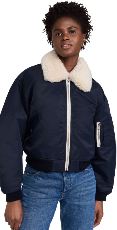 RE/DONE Shrunken Bomber Navy