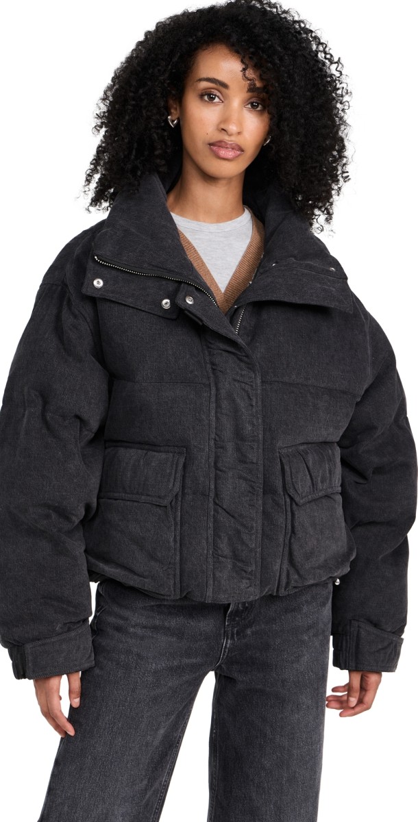 AGOLDE Nova Denim Puffer Marbled Black