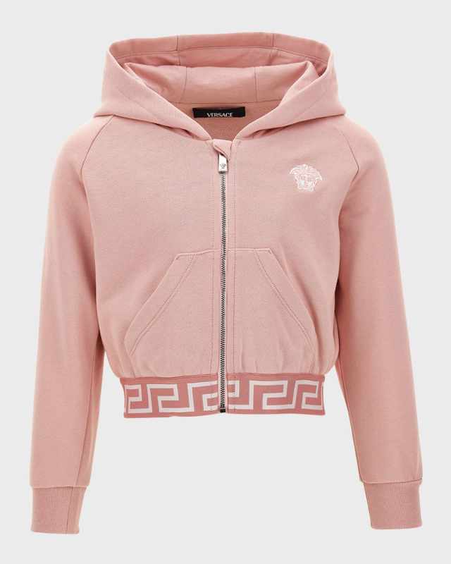 Girl's Greca Trim Hoodie, Size 8-14
