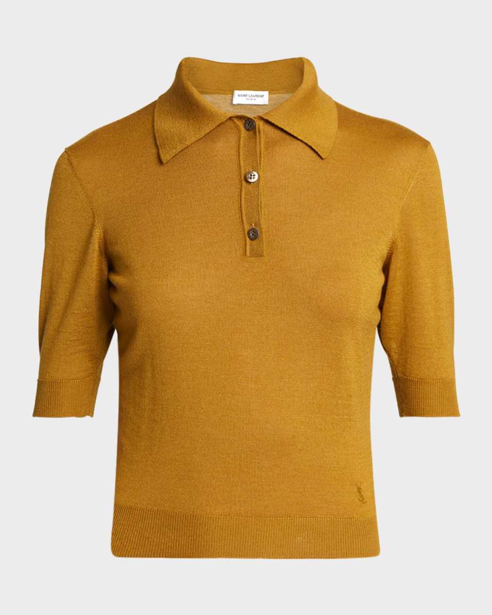 Short-Sleeve Wool-Cashmere Polo Shirt