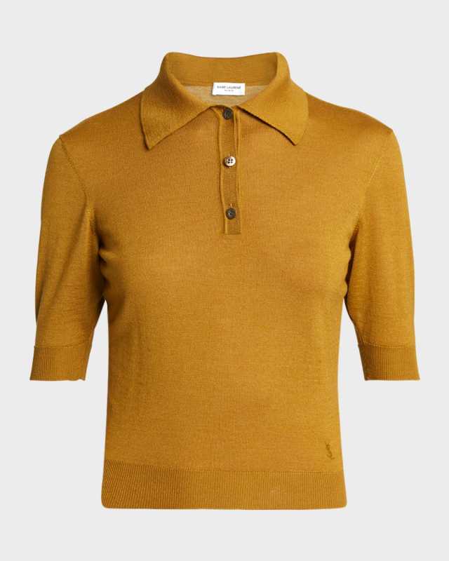 Short-Sleeve Wool-Cashmere Polo Shirt