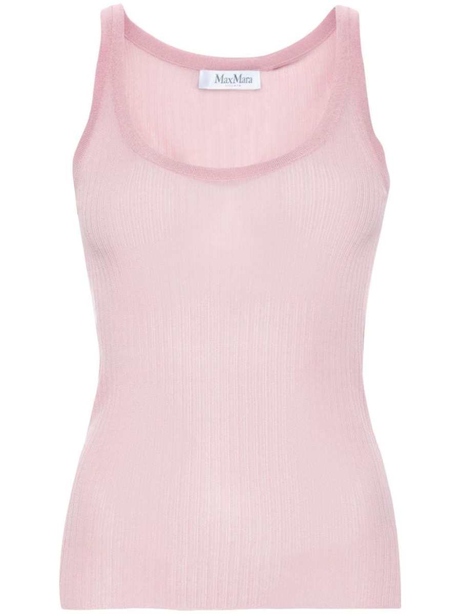 semi-sheer fine-ribbed top