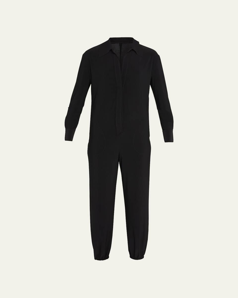 Spread-Collar Jog Jumpsuit