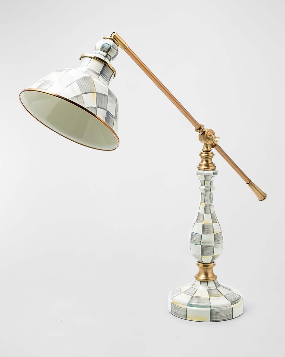 Sterling Check Enamelware Reading Table Lamp