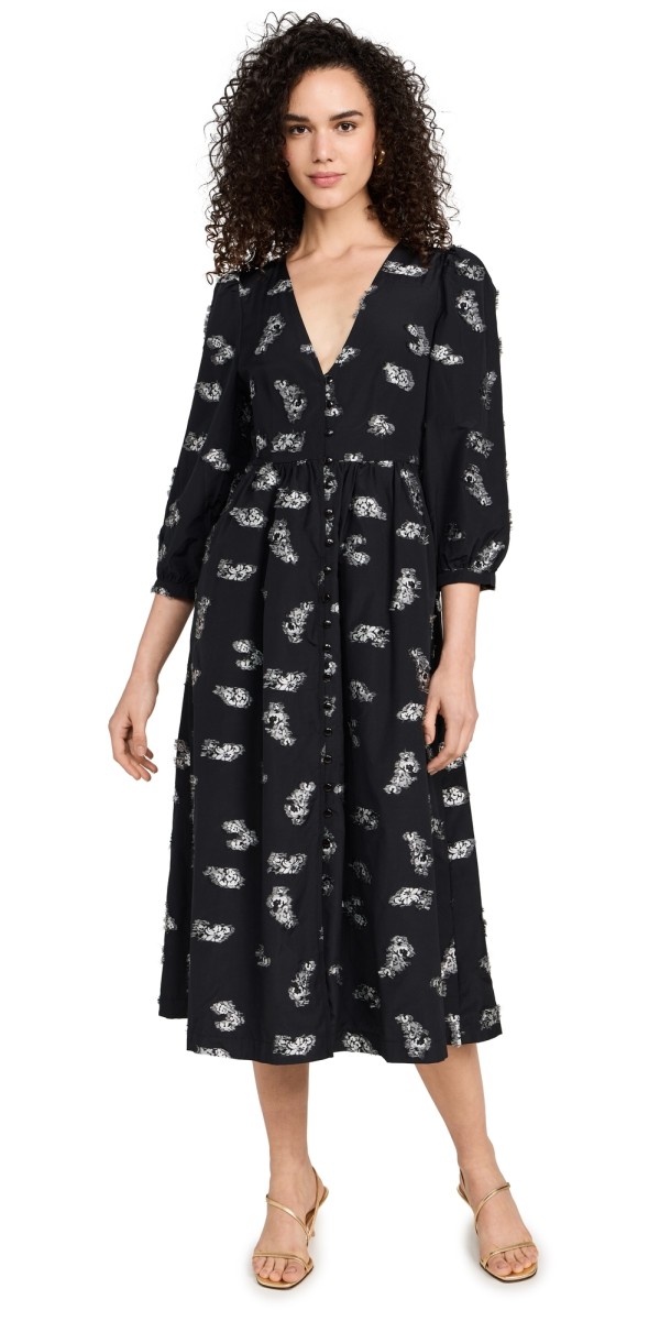 BAUM UND PFERDGARTEN Asina Dress Black Bouquet Jacquard