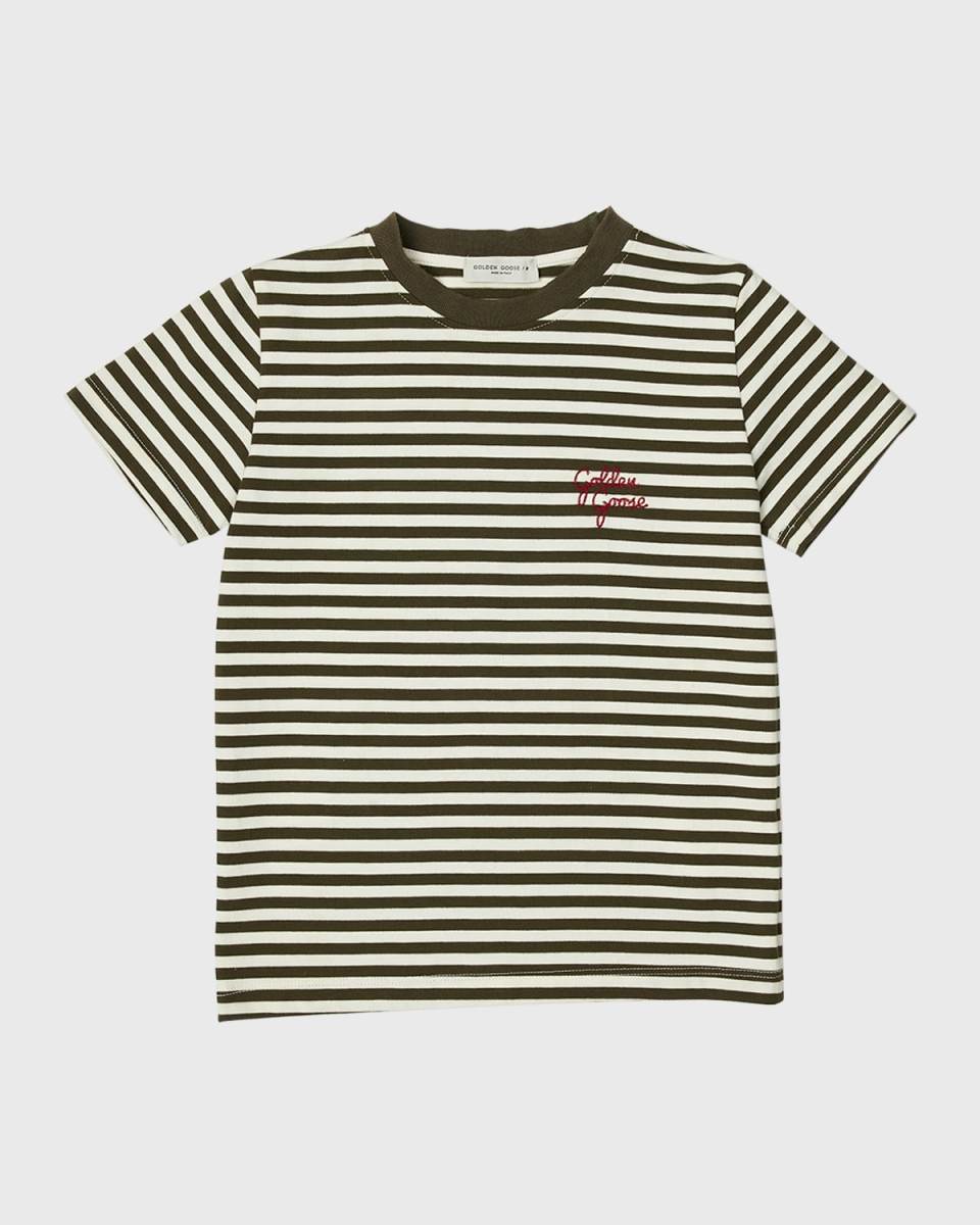 Boy's Logo-Print Striped Jersey T-Shirt, Size 4-