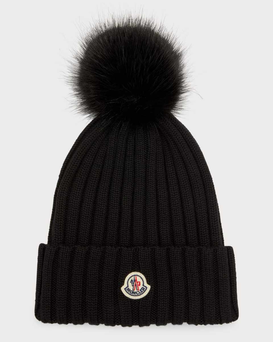 Logo Beanie w/ Faux Fur Pom