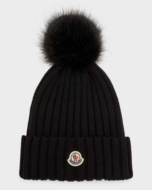 Logo Beanie w/ Faux Fur Pom