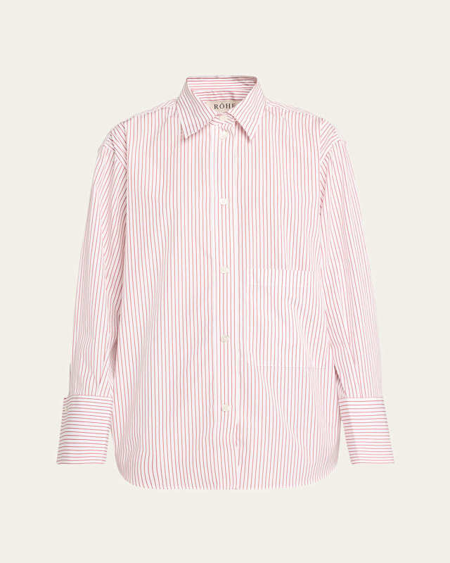 Stripe Button-Front Shirt with Wide Cuffs