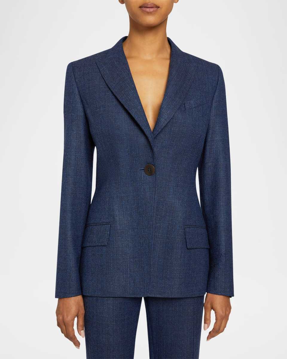 Janelle Single-Button Tailored Blazer
