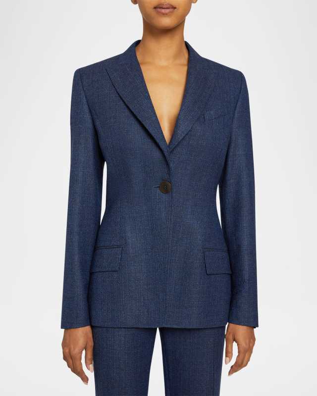 Janelle Single-Button Tailored Blazer