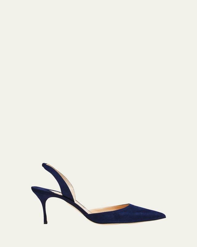 Carolyne Suede Mid-Heel Slingback Pump