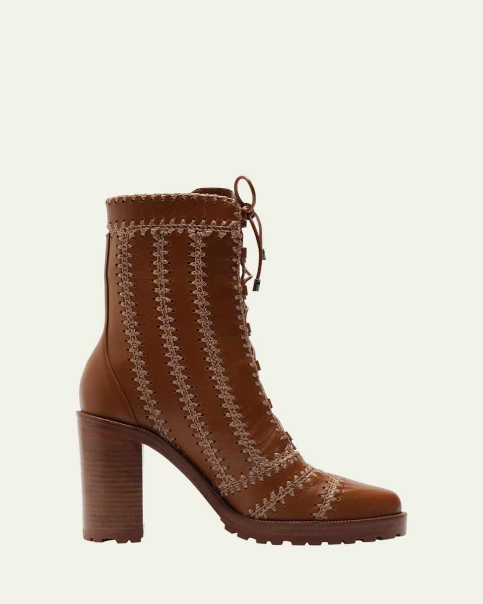 Regina Crochet Leather Combat Booties