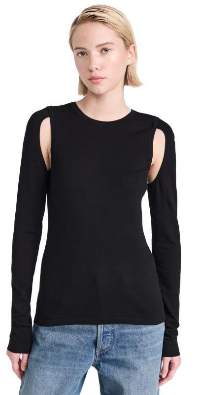 Helmut Lang Cutout Crew Top Black