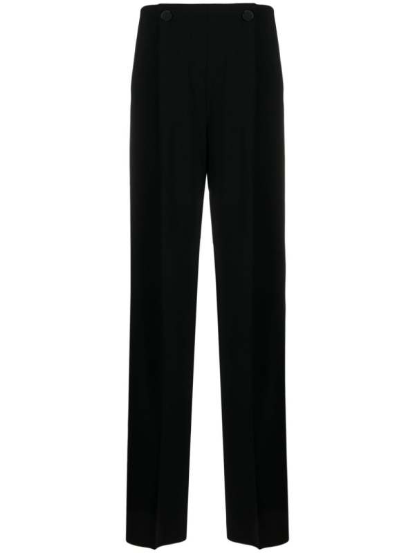 satin-finish tailored wide-leg trousers