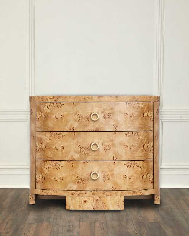 Henry Burl 3-Drawer Demilune Chest