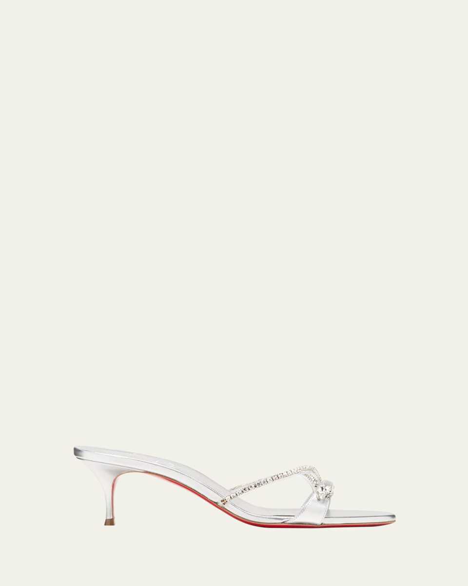 Iza Queen Crystal Red Sole Mule Sandals