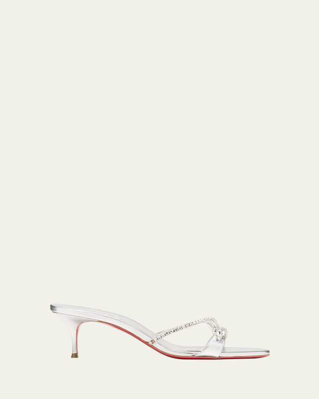 Iza Queen Crystal Red Sole Mule Sandals