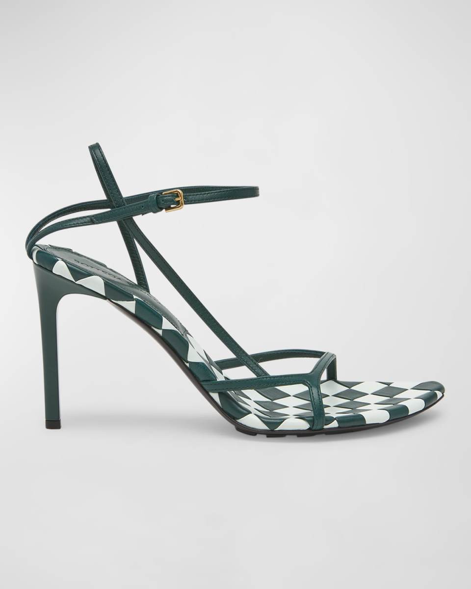 Leather Bicolor Ankle-Strap Sandals