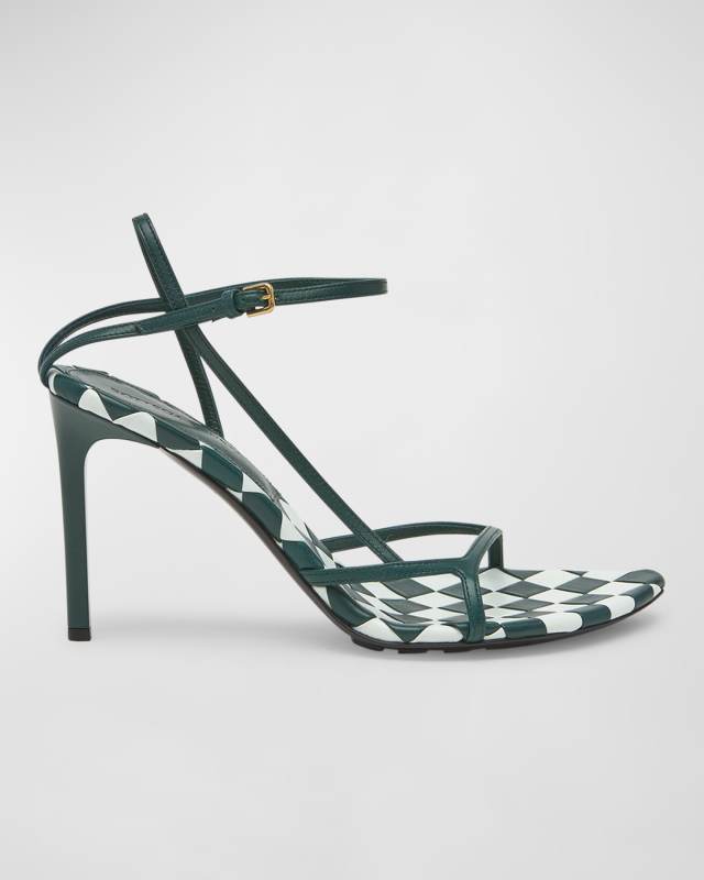 Leather Bicolor Ankle-Strap Sandals