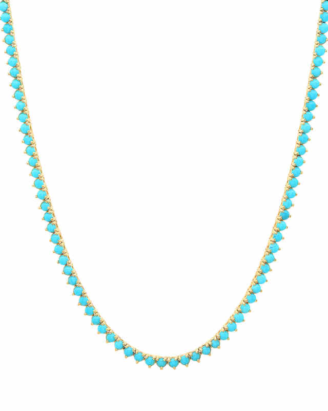 18k Turquoise 3-Prong Tennis Necklace