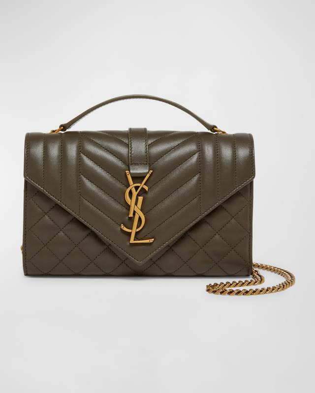 Envelope Triquilt Small YSL Shoulder Bag in Smooth Leather