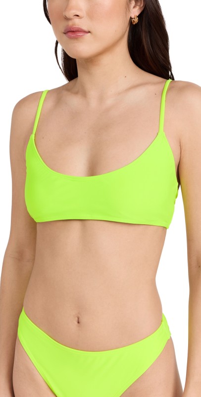 Good American Deep Scoop Swim Top Electric Lime002