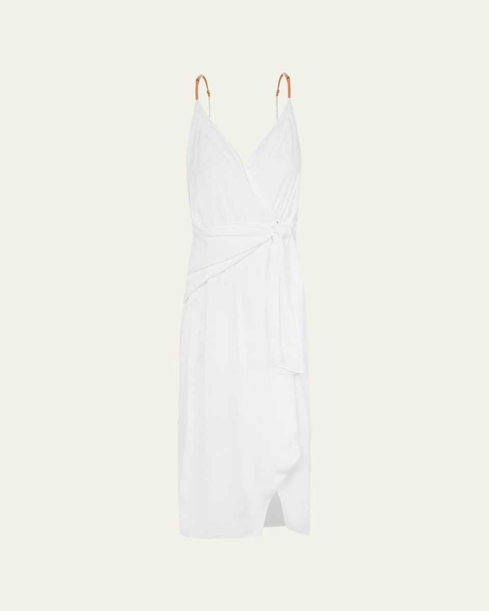 Solid Carly Midi Wrap Dress