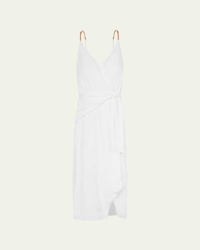 Solid Carly Midi Wrap Dress