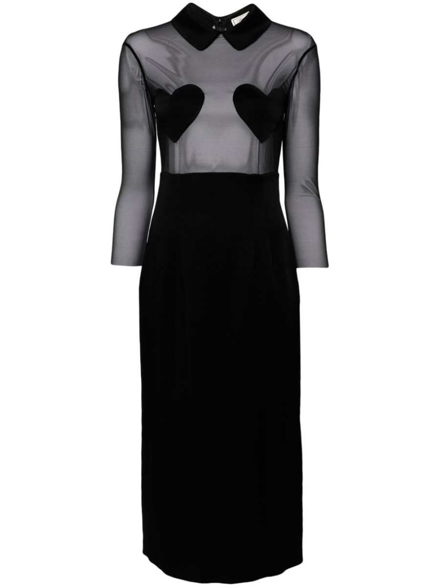 heart-patch midi dress