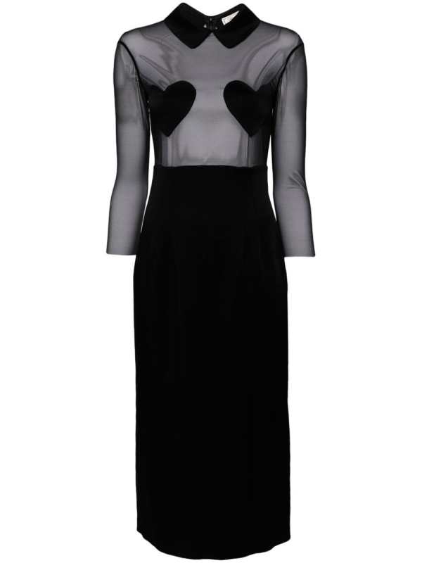 heart-patch midi dress